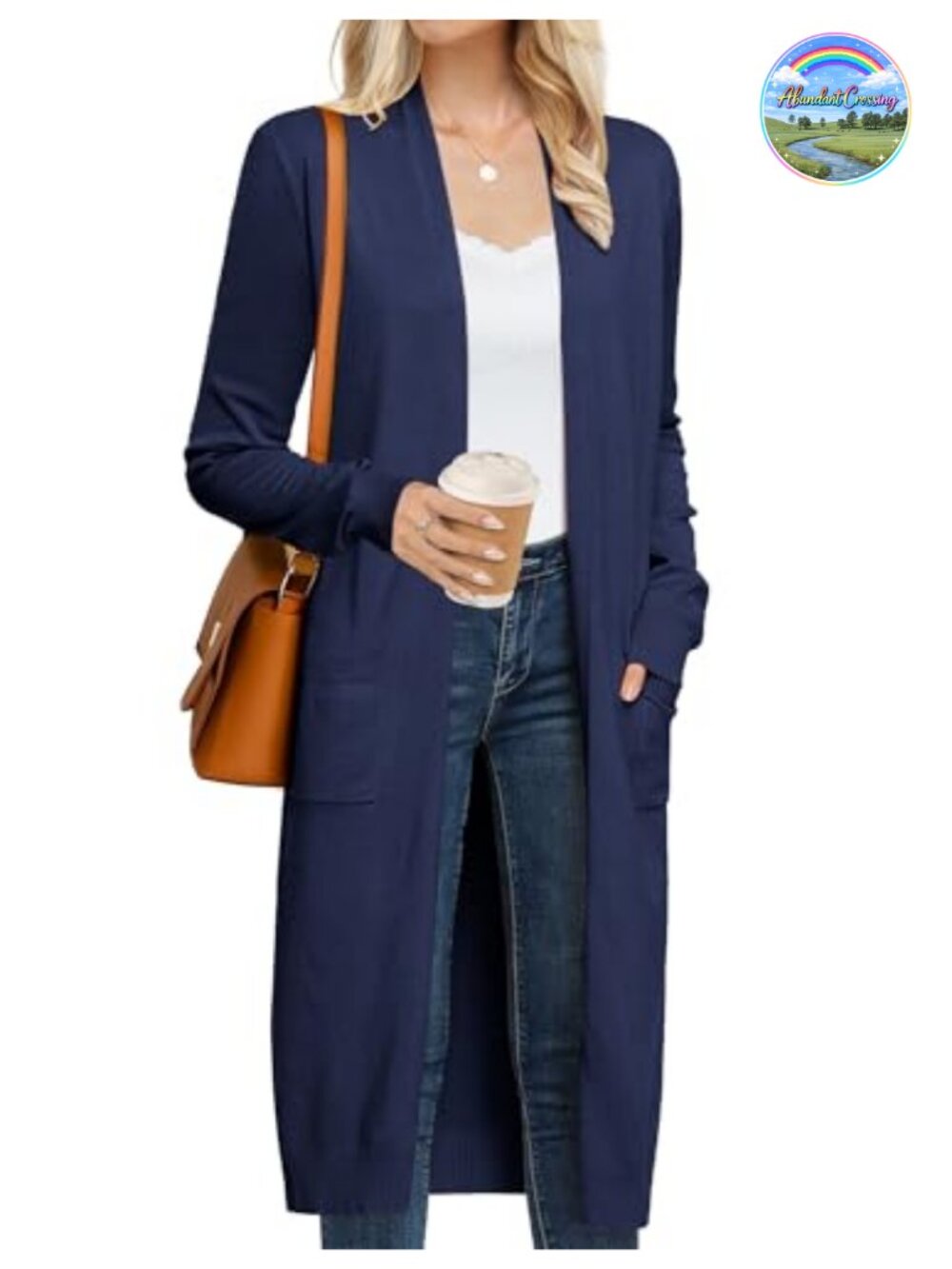 Women's Long Cardigan Sweater Lightweight Open Front Maxi Duster with Pockets